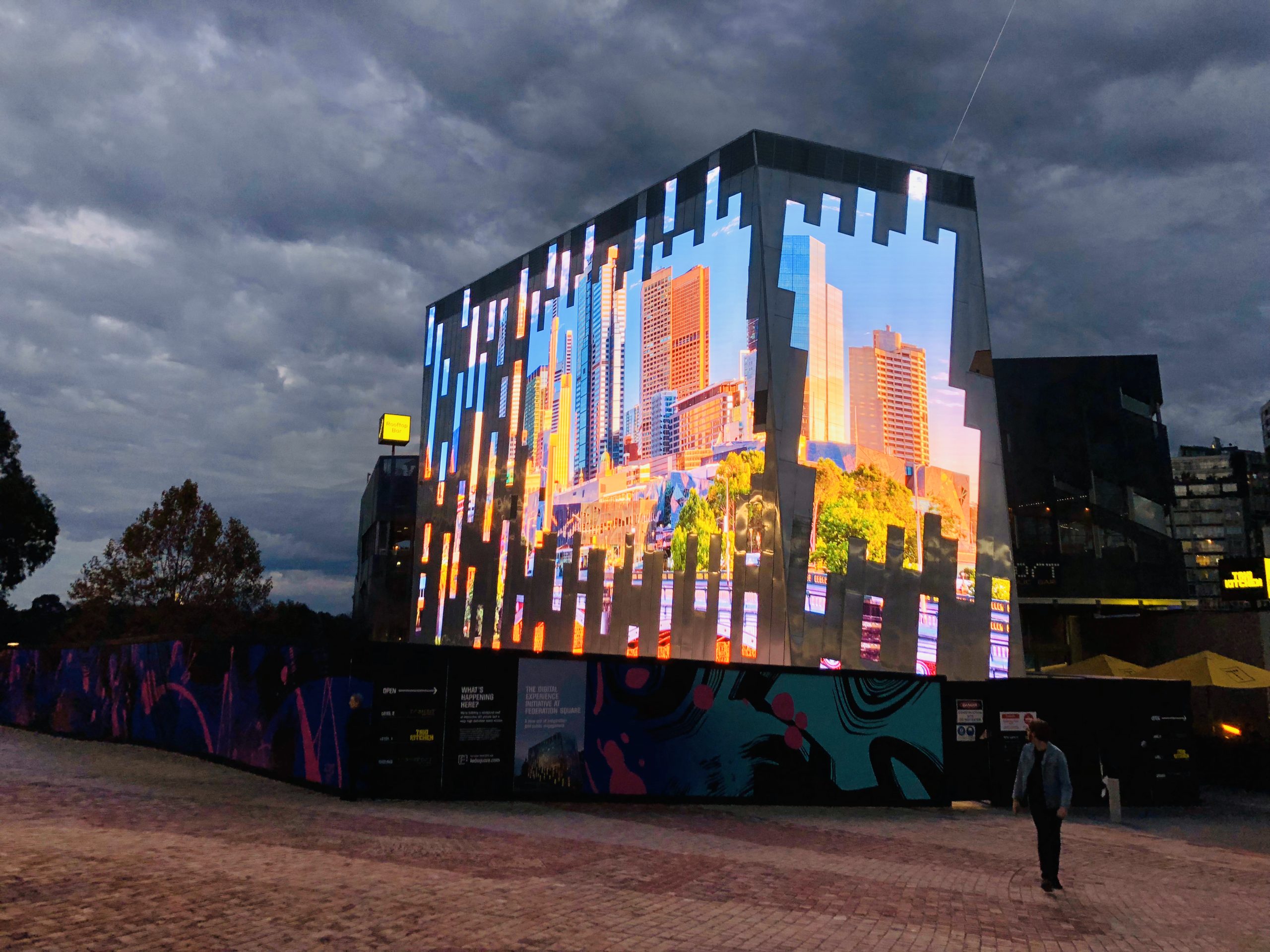 Outdoor LED media facade at Federation Square in Melbourne