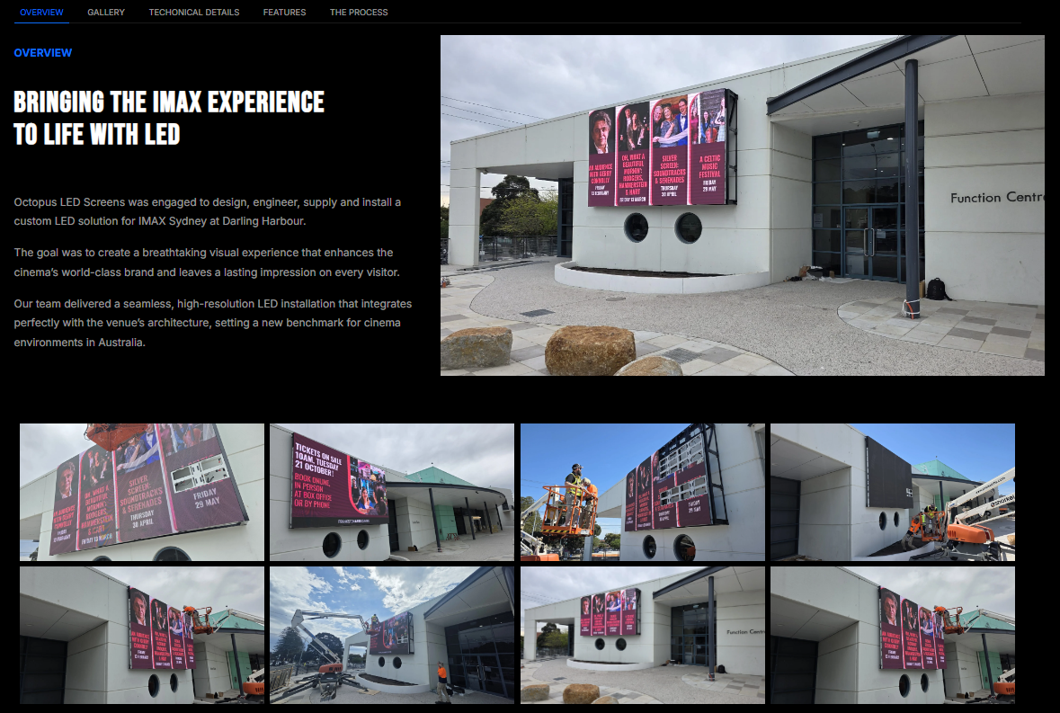 Custom angled outdoor LED screen at Frankston Arts Centre in Victoria