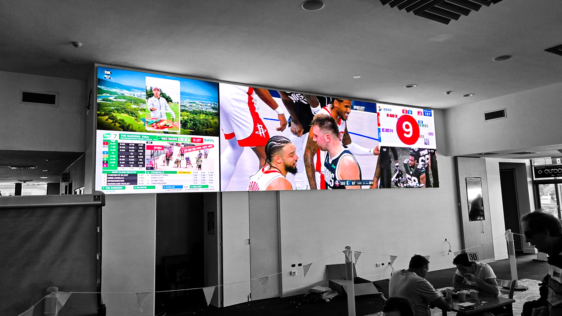 Large multisport LED video wall installed in a Sydney sports bar